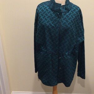 St.John tile print jacquard funnel neck jacket size L